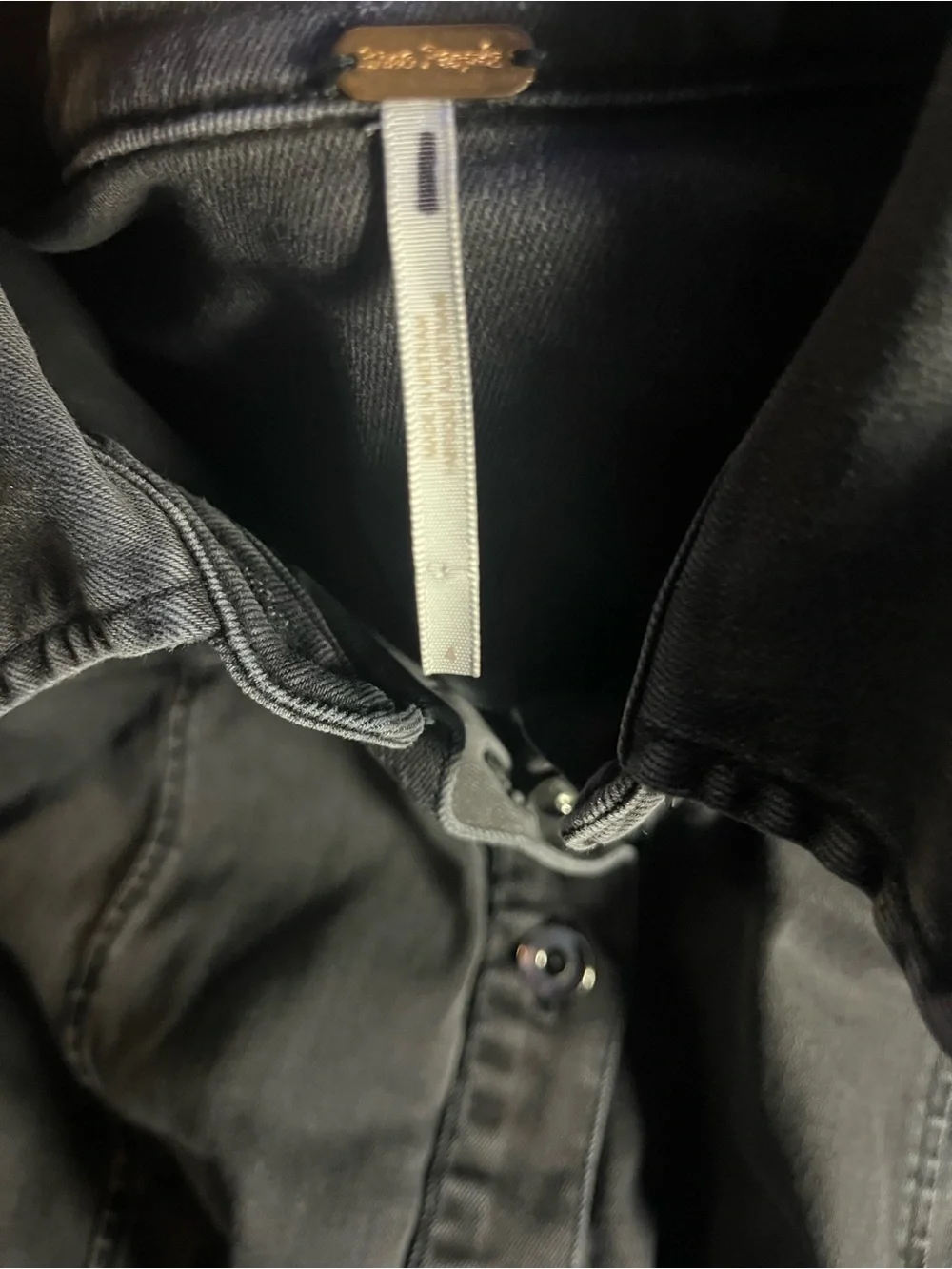 Free People Black Button-Front Denim Jacket Dress 4